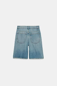 MID-RISE RIPPED BAGGY DENIM SHORTS