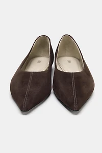 SUEDE POINTED BALLET FLATS