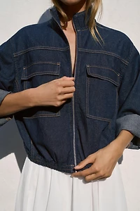BLOUSON BOMBER EN DENIM Z1975 À COL MONTANT