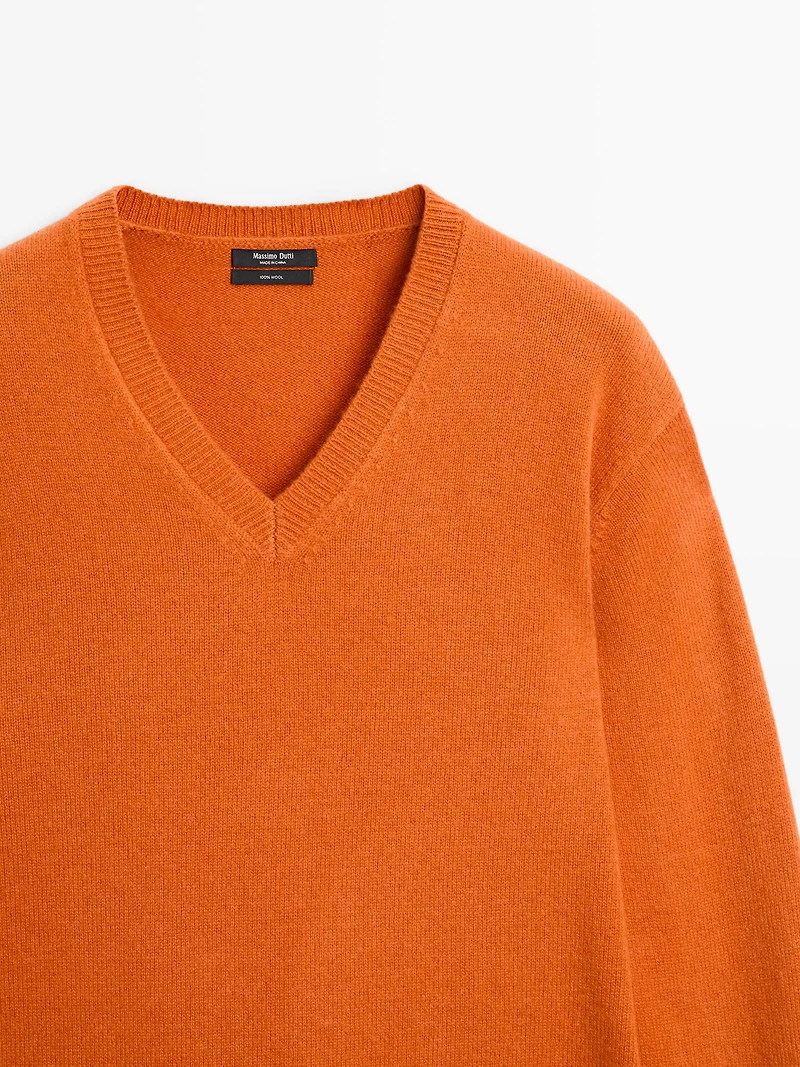 V-neck knit sweater