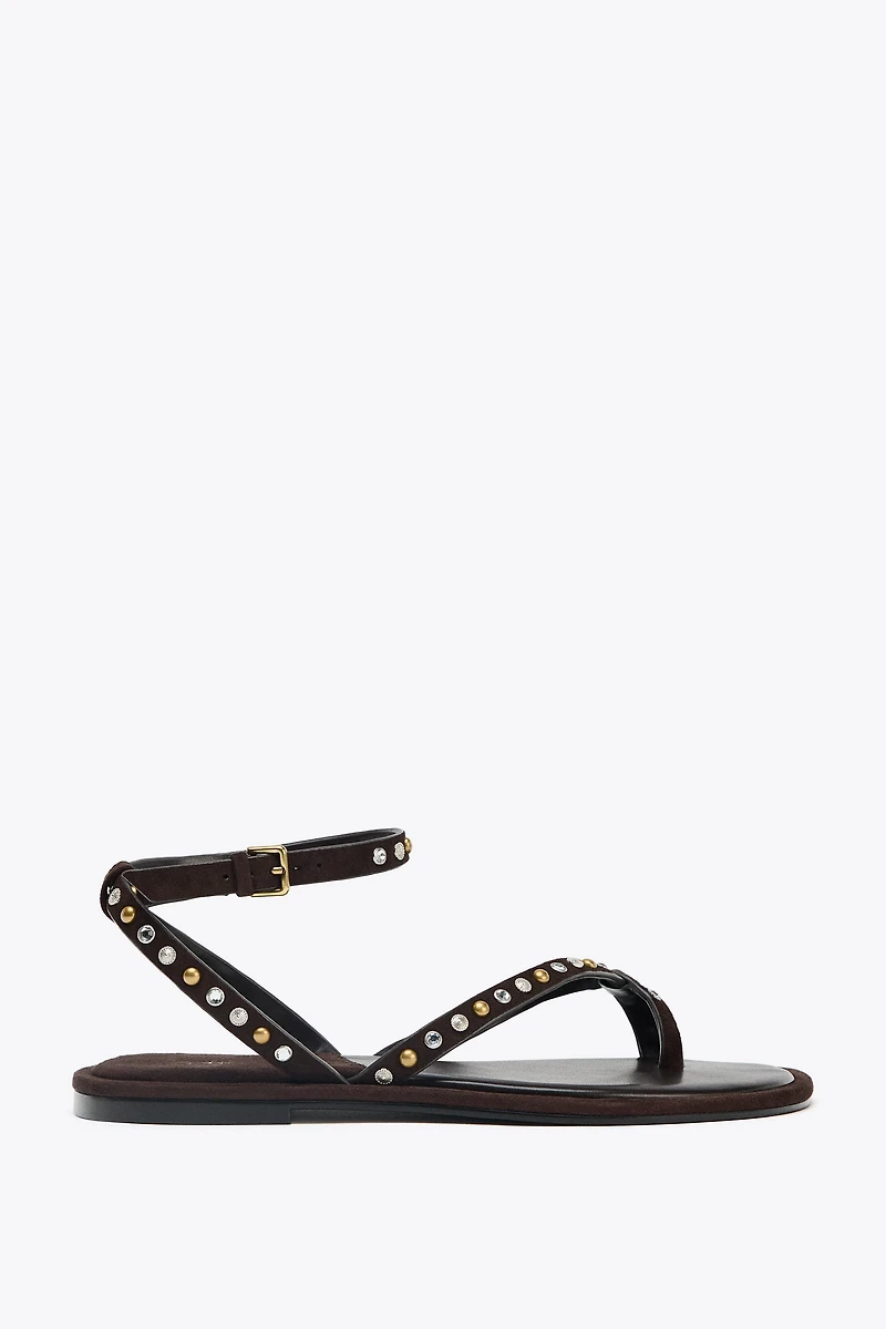 BEADED LEATHER SANDALS