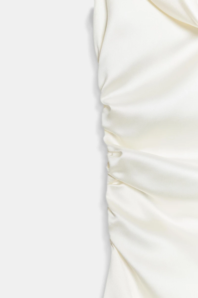DRAPED SATIN MINI DRESS