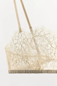 EMBROIDERED LACE BANDEAU BRALETTE