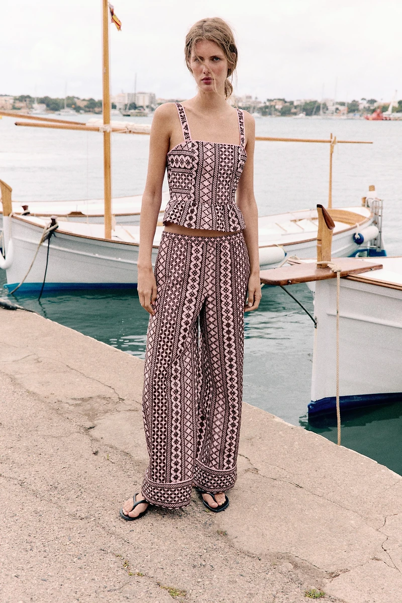 EMBROIDERED EYELET TOP