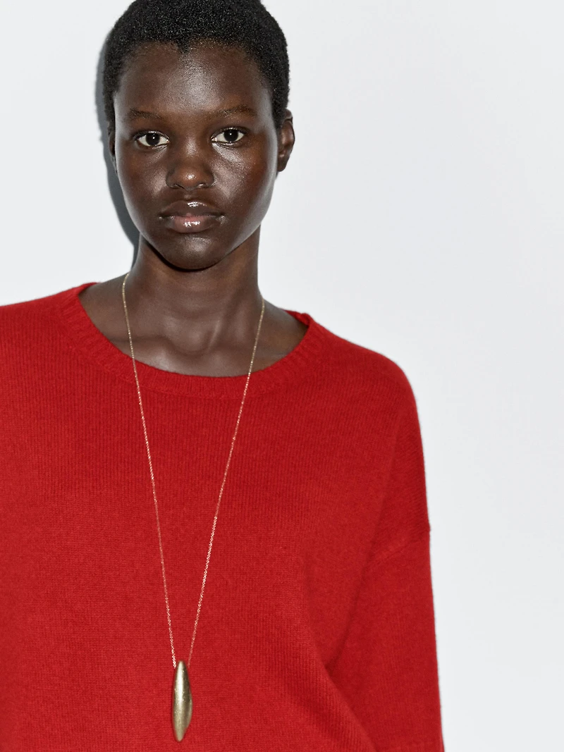 Wool blend crew neck sweater