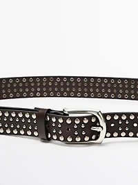 Nappa leather studded belt