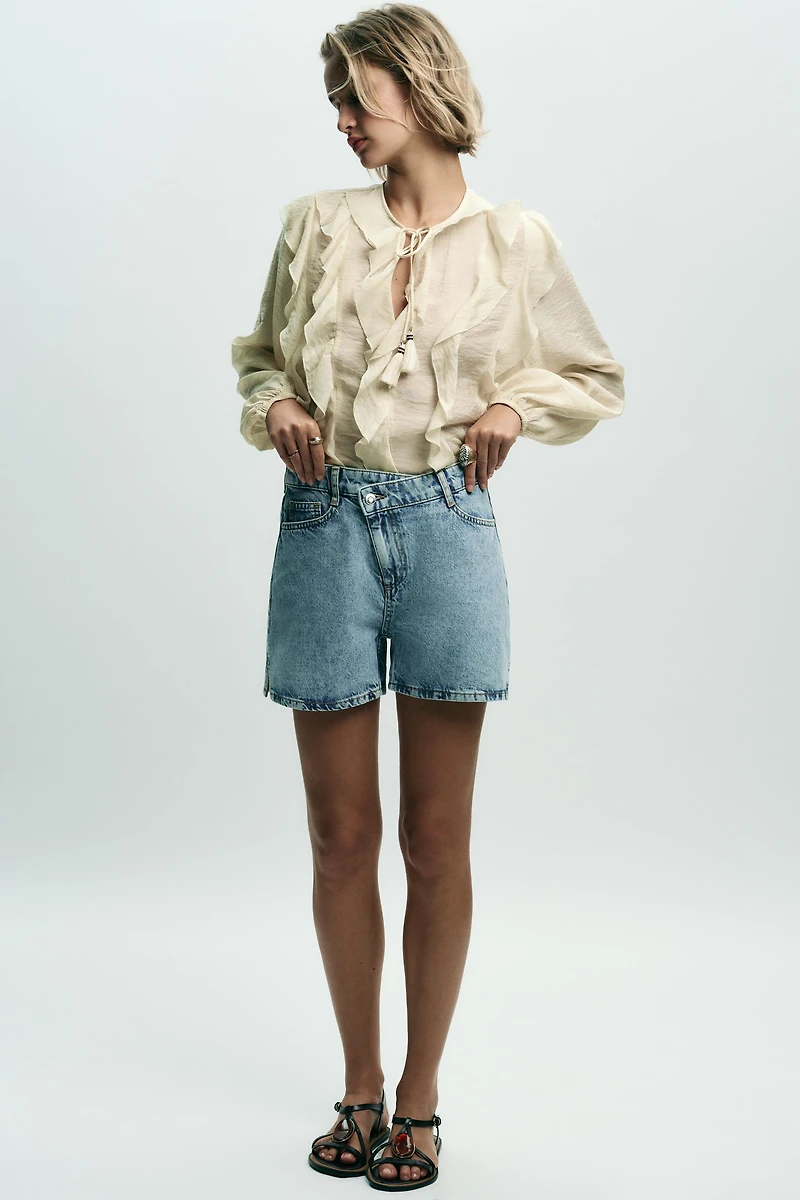 Z1975 HIGH-WAISTED CROSSOVER WAIST DENIM SHORTS
