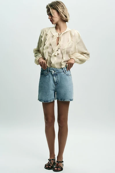 Z1975 HIGH-WAISTED CROSSOVER WAIST DENIM SHORTS