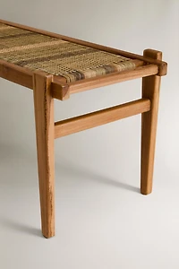 MULTICOLORED RATTAN TEAK BENCH