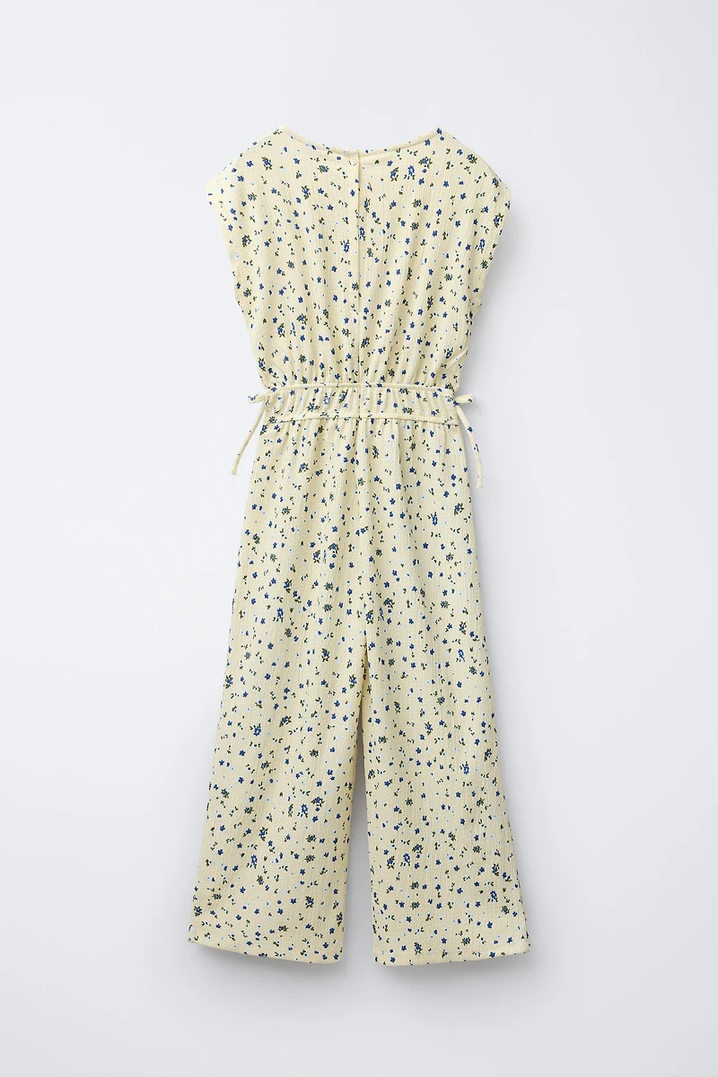 TEXTURED PRINT LONG JUMPSUIT