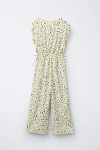 TEXTURED PRINT LONG JUMPSUIT