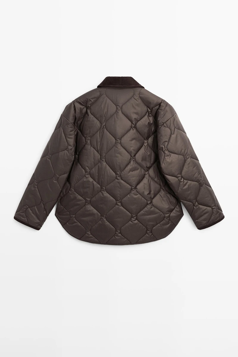 Veste matelassée déperlante détail velours côtelé