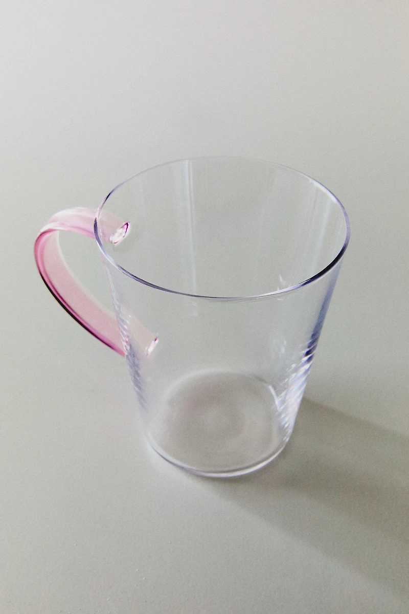 BOROSILICATE GLASS MUG WITH COLOURED HANDLE
