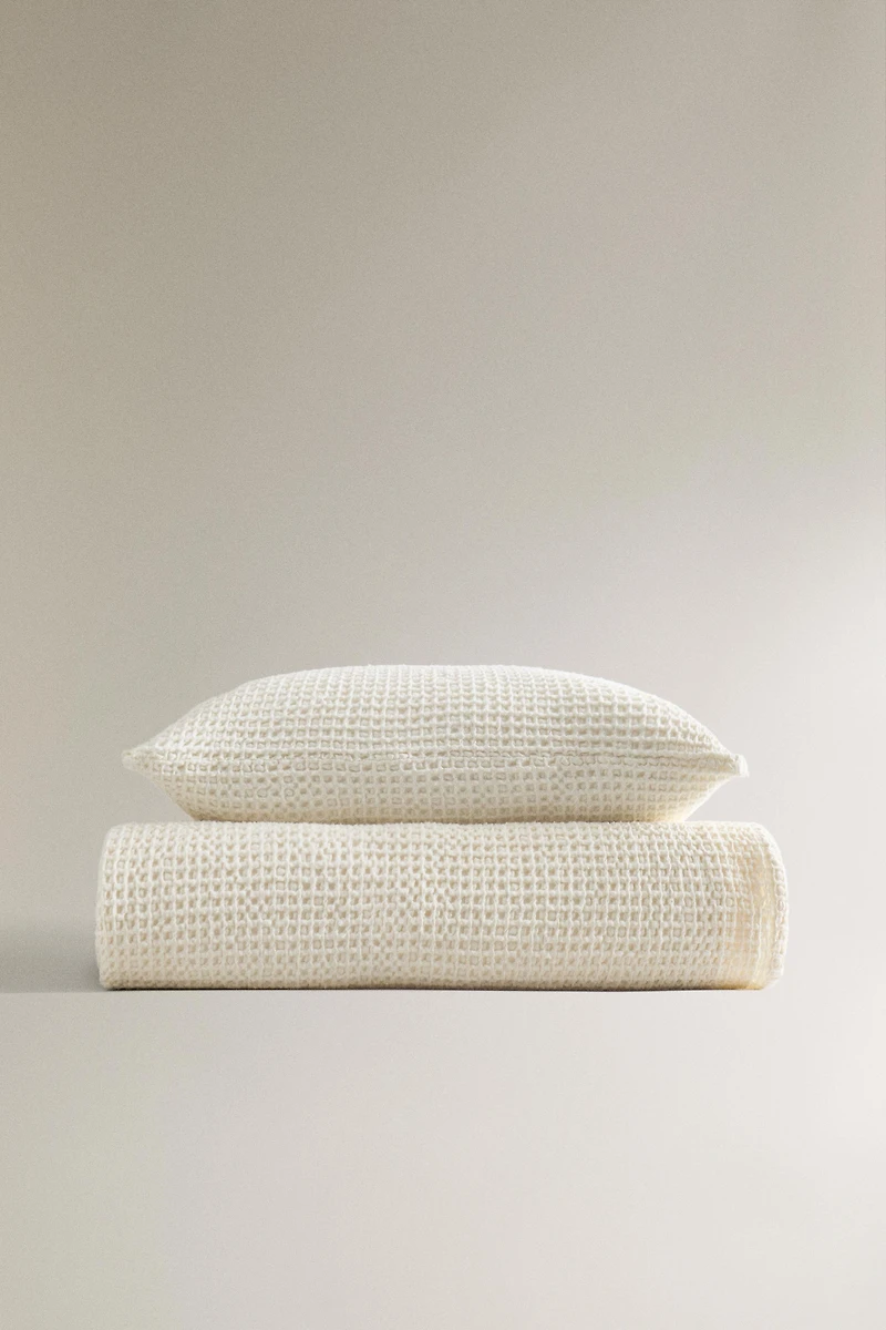 MINI WAFFLE-KNIT COTTON BEDSPREAD