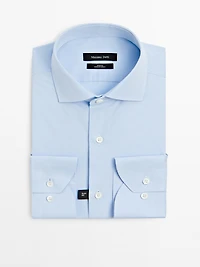 Slim fit fine striped shirt