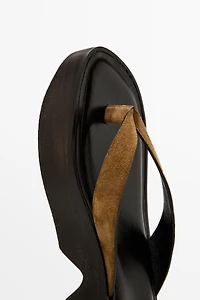 Leather wedge heel sandals