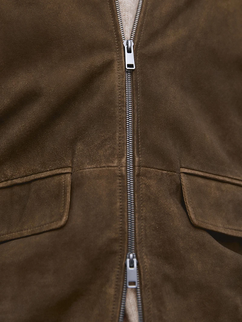 Veste en daim effet nappa délavé