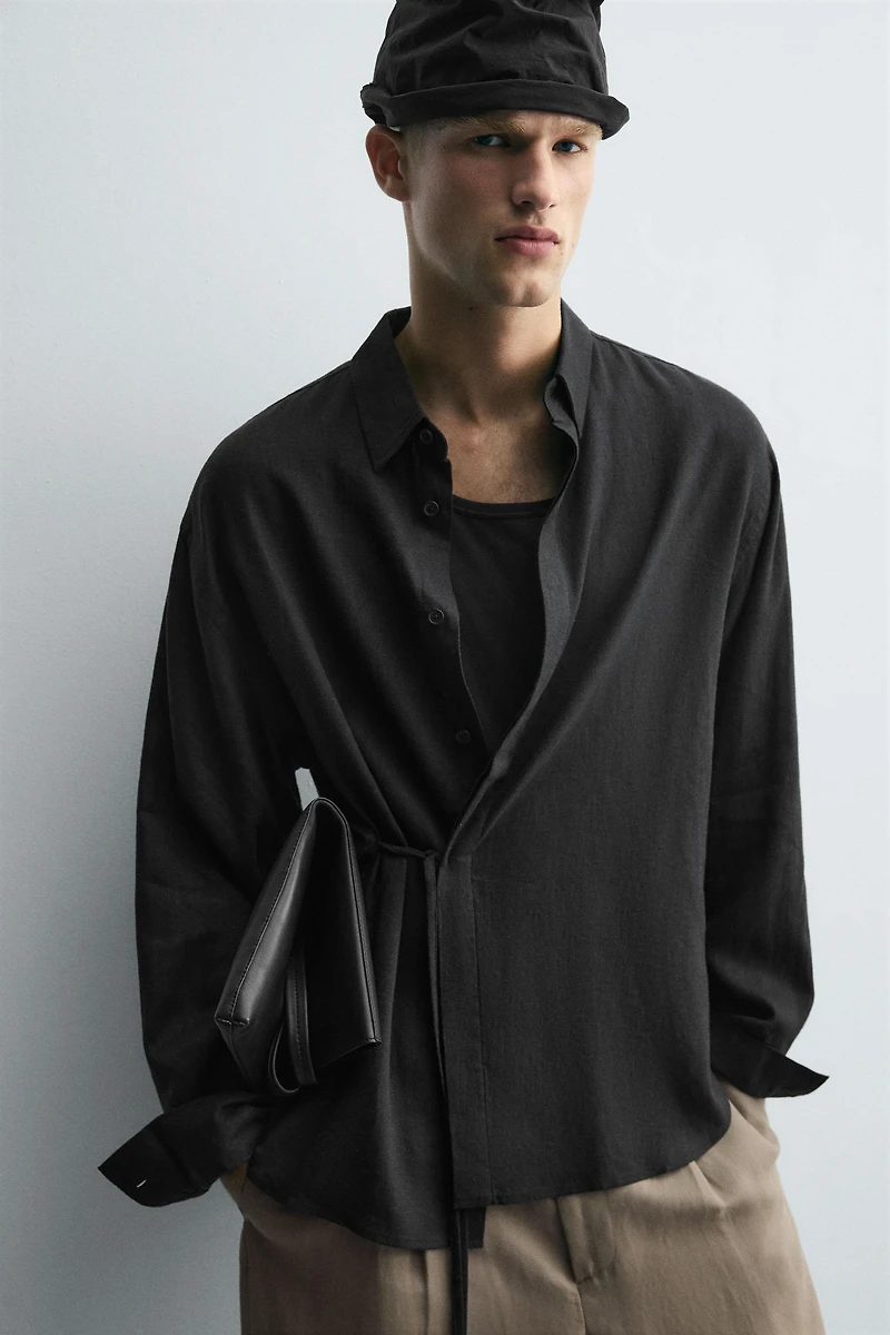 LINEN - VISCOSE TIE SHIRT