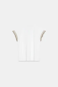 METALLIC THREAD RUFFLE T-SHIRT