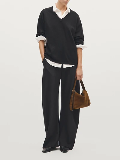 Petit sac porté épaule en croûte de cuir