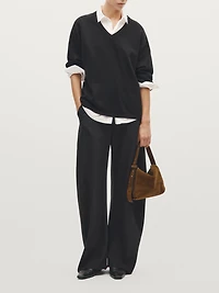 Petit sac porté épaule en croûte de cuir