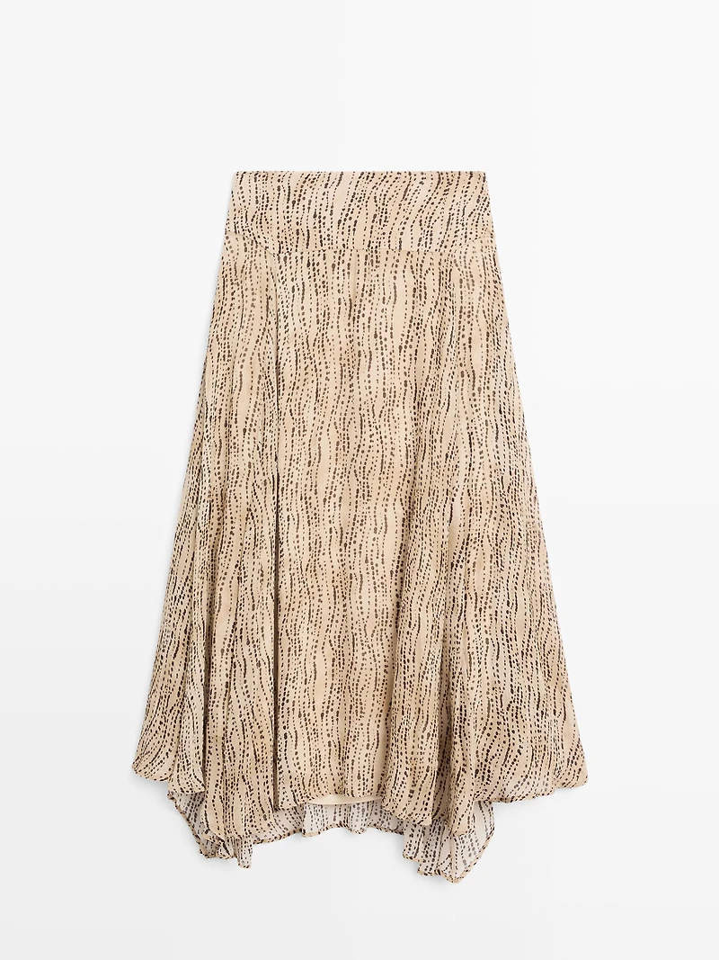 Polka dot print flared midi skirt