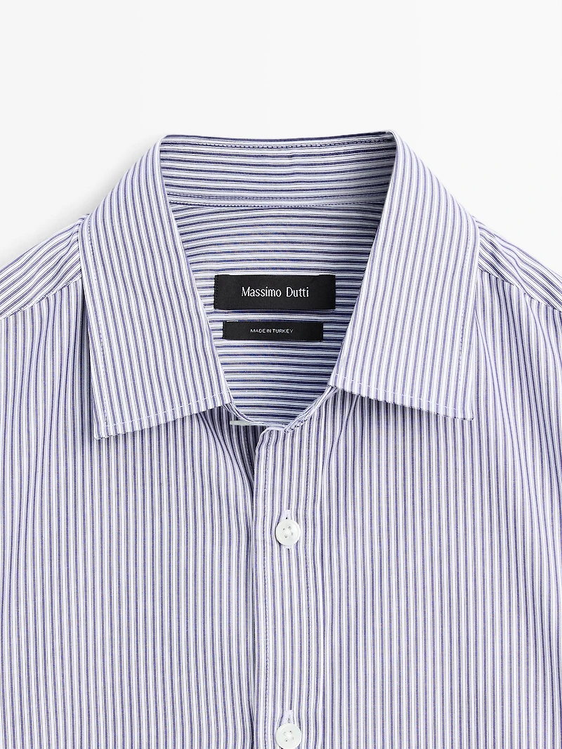 Regular fit striped poplin shirt