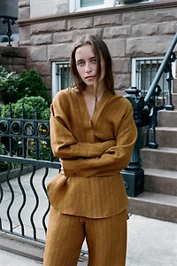 100% LINEN STRIPED SHIRT