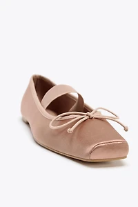 SATIN BOW BALLET FLATS