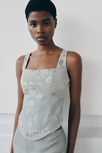 TOP CORSET EN JACQUARD COMBINÉ