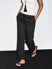 Straight-leg cotton blend trousers