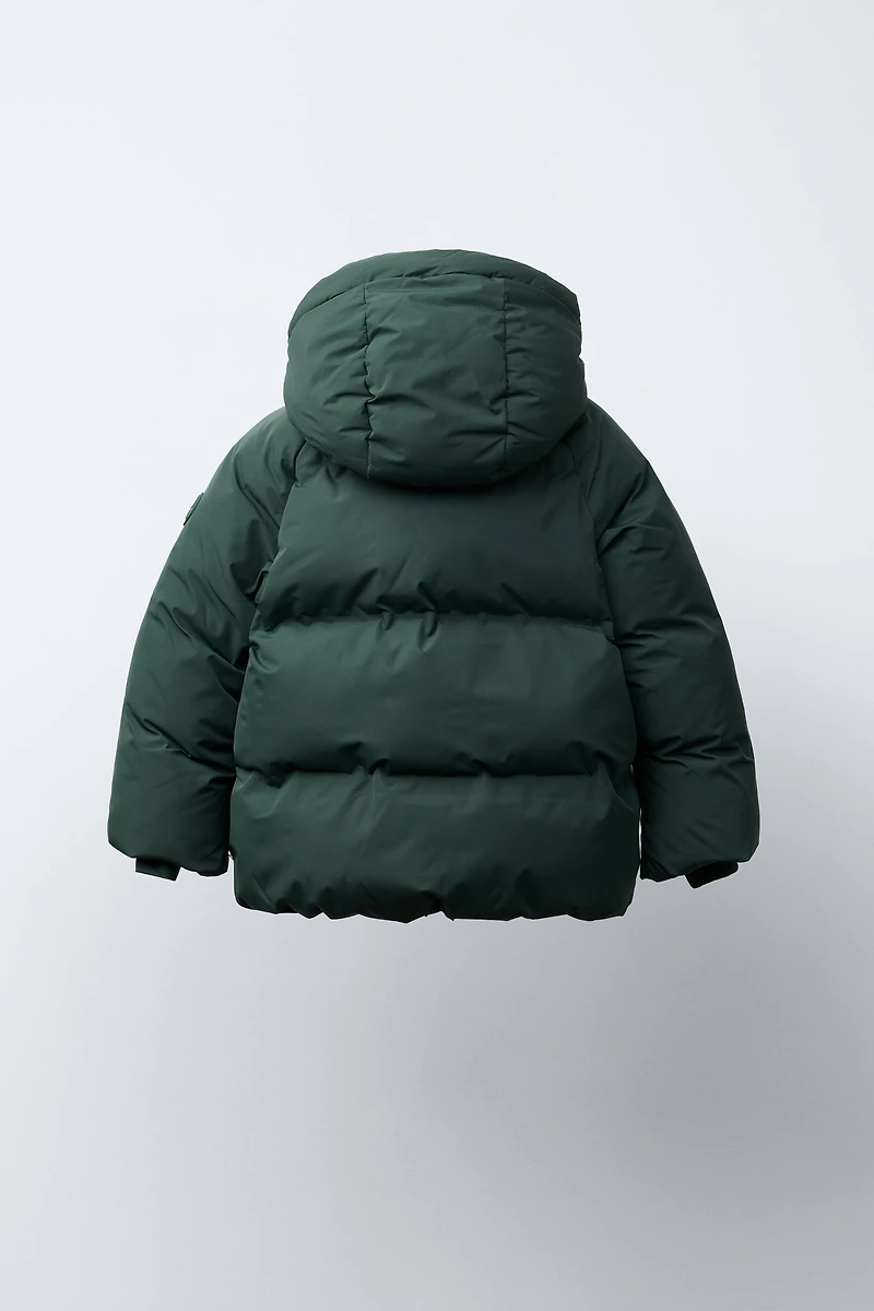 WATER REPELLENT HOODIE PUFFER COAT