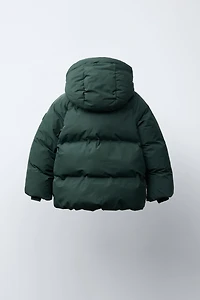 WATER REPELLENT HOODIE PUFFER COAT