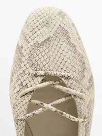 Lace-up printed ballet flats