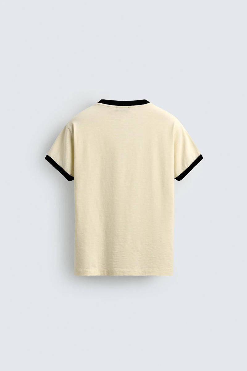 CONTRAST HEART RIB T-SHIRT