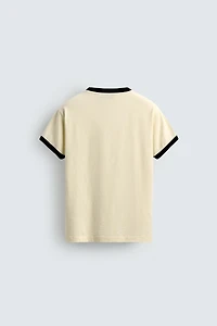 CONTRAST HEART RIB T-SHIRT