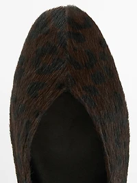 Printed faux fur ballet flats