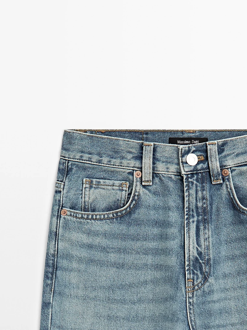 Jean flare taille haute coton