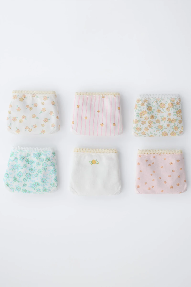 1 1/2-6 YEARS/ SIX-PACK OF FLORAL UNDERWEAR