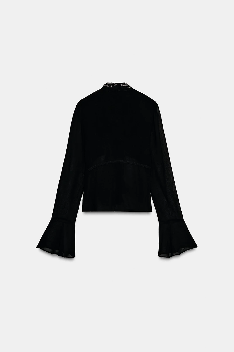 EMBROIDERED FOULARD GEORGETTE SHIRT