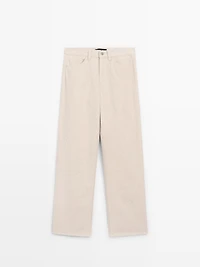 High-waist straight-leg corduroy trousers