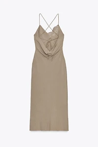 EMBROIDERED MIDI SLIP DRESS