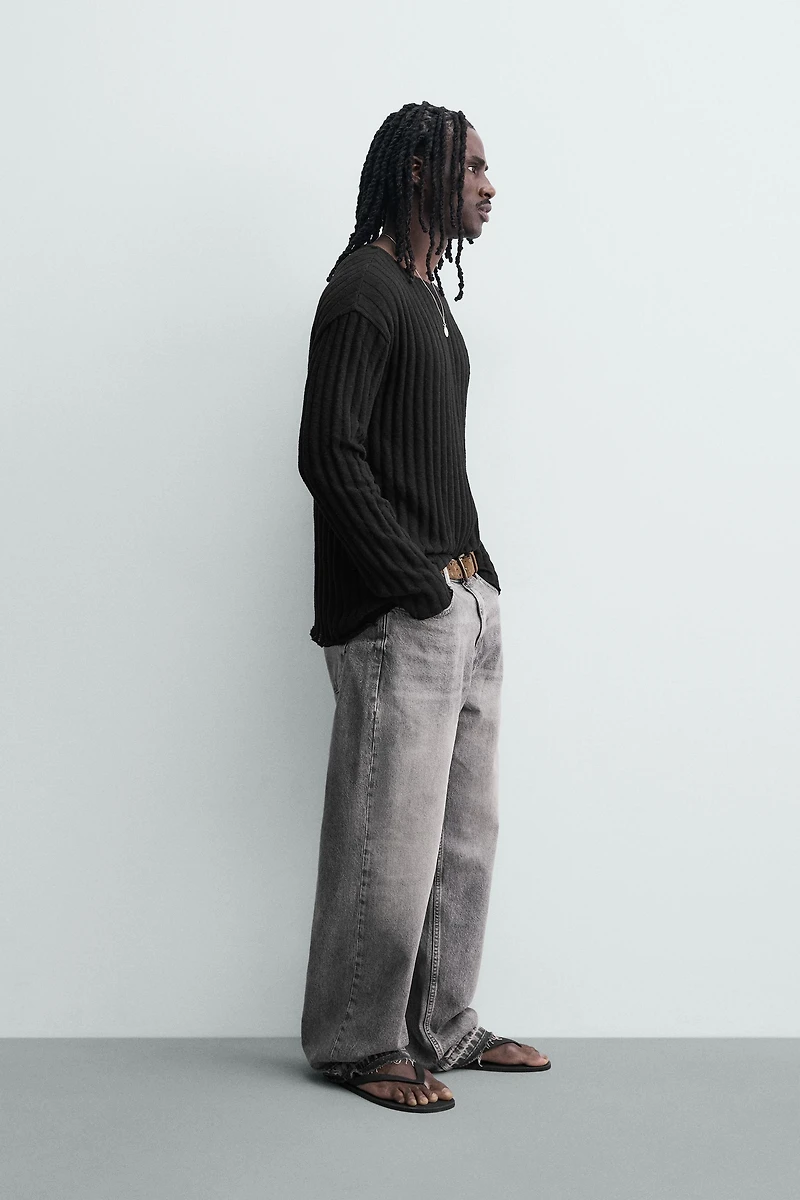 OPEN-KNIT RIBBED JUMPER