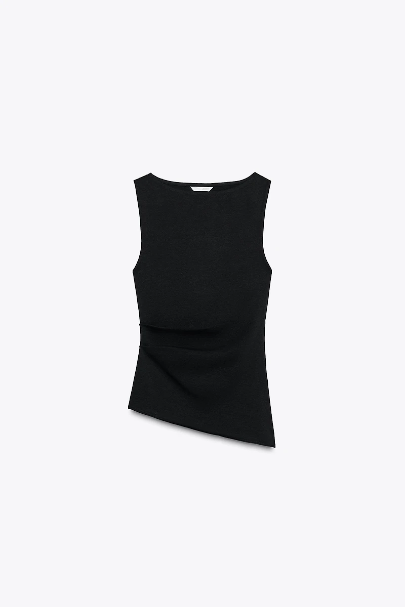 ASYMMETRICAL RUCHED T-SHIRT