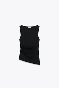 ASYMMETRICAL RUCHED T-SHIRT
