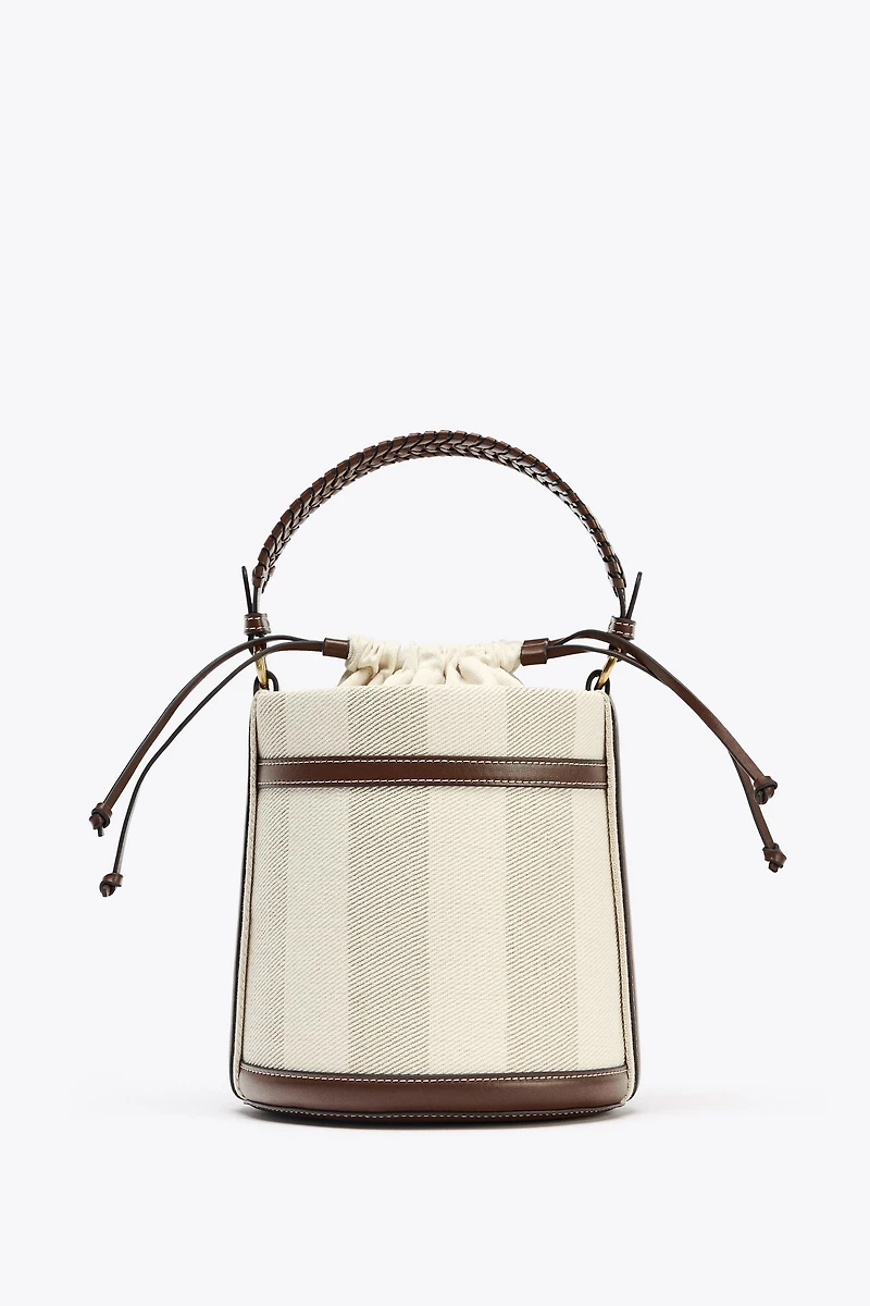 STRIPED CANVAS BUCKET BAG