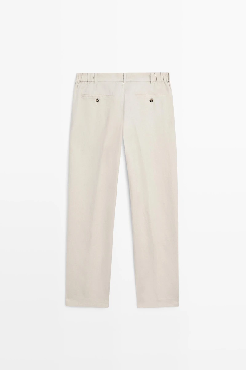 Tapered fit linen trousers