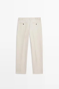 Tapered fit linen trousers