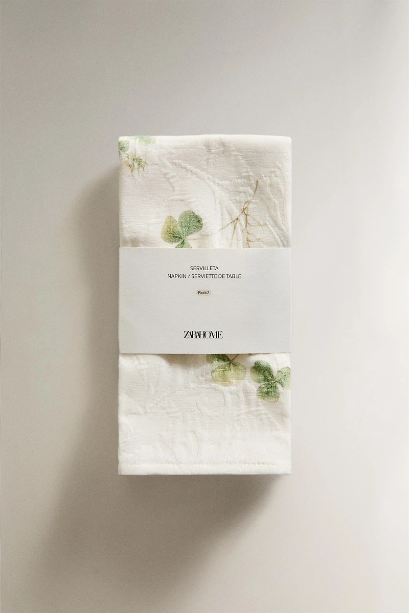 PACK JACQUARD CLOVER PRINT NAPKINS (PACK OF 2)