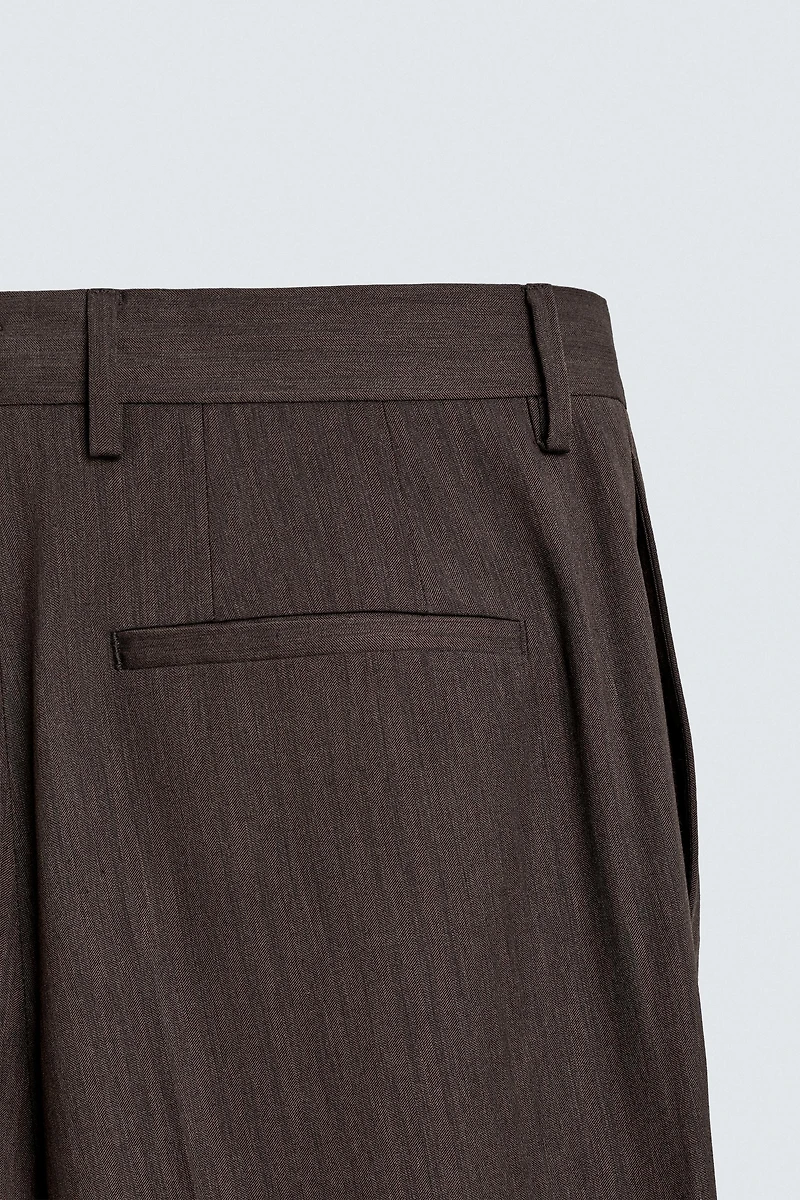 REGULAR FIT HERRINGBONE SUIT PANTS